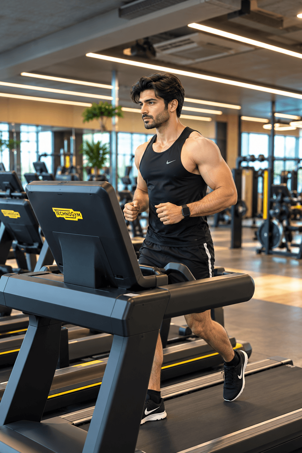 Woman training on a treadmill